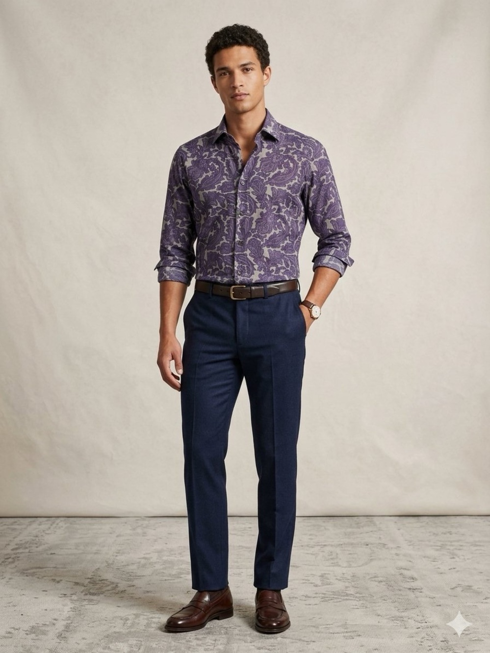 ETRO Milano Mens Purple Paisley Shirt -Italian made